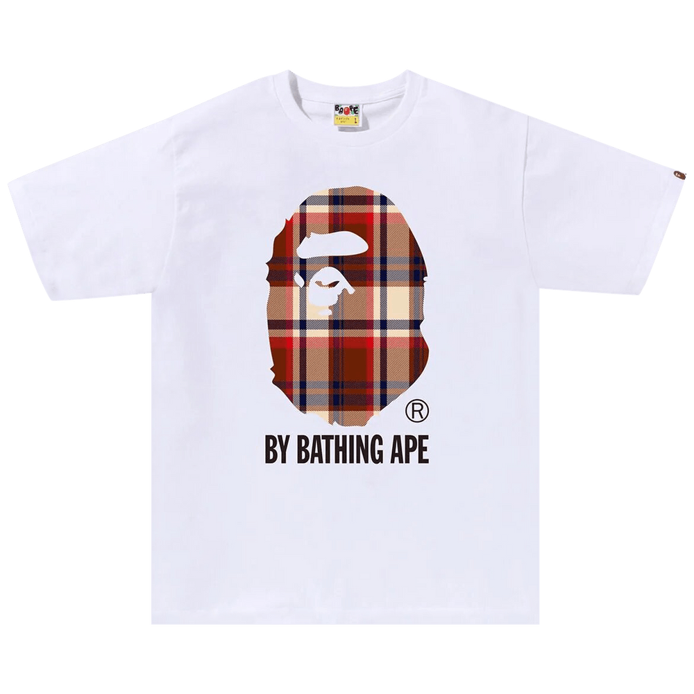 BAPE Check Big Ape Head Tee White 1