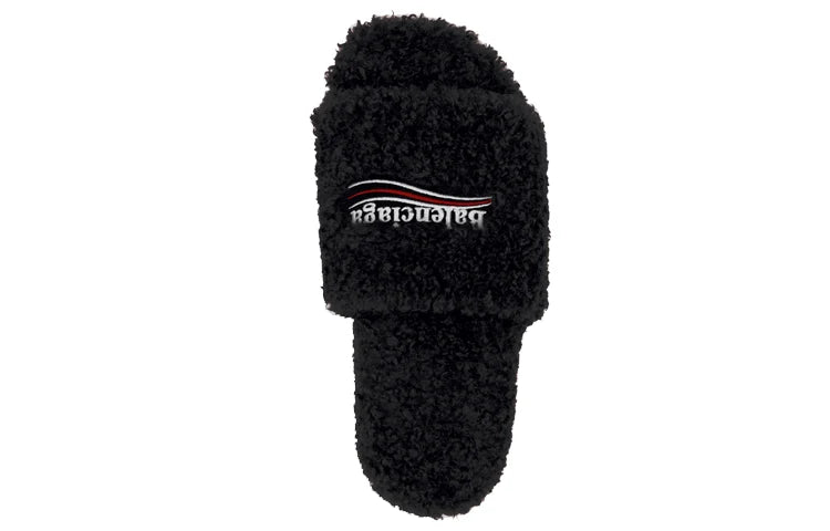 Balenciaga Fur Slides Black 2