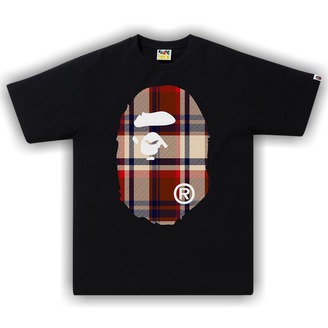 BAPE Check  Big Ape Head Tee Black