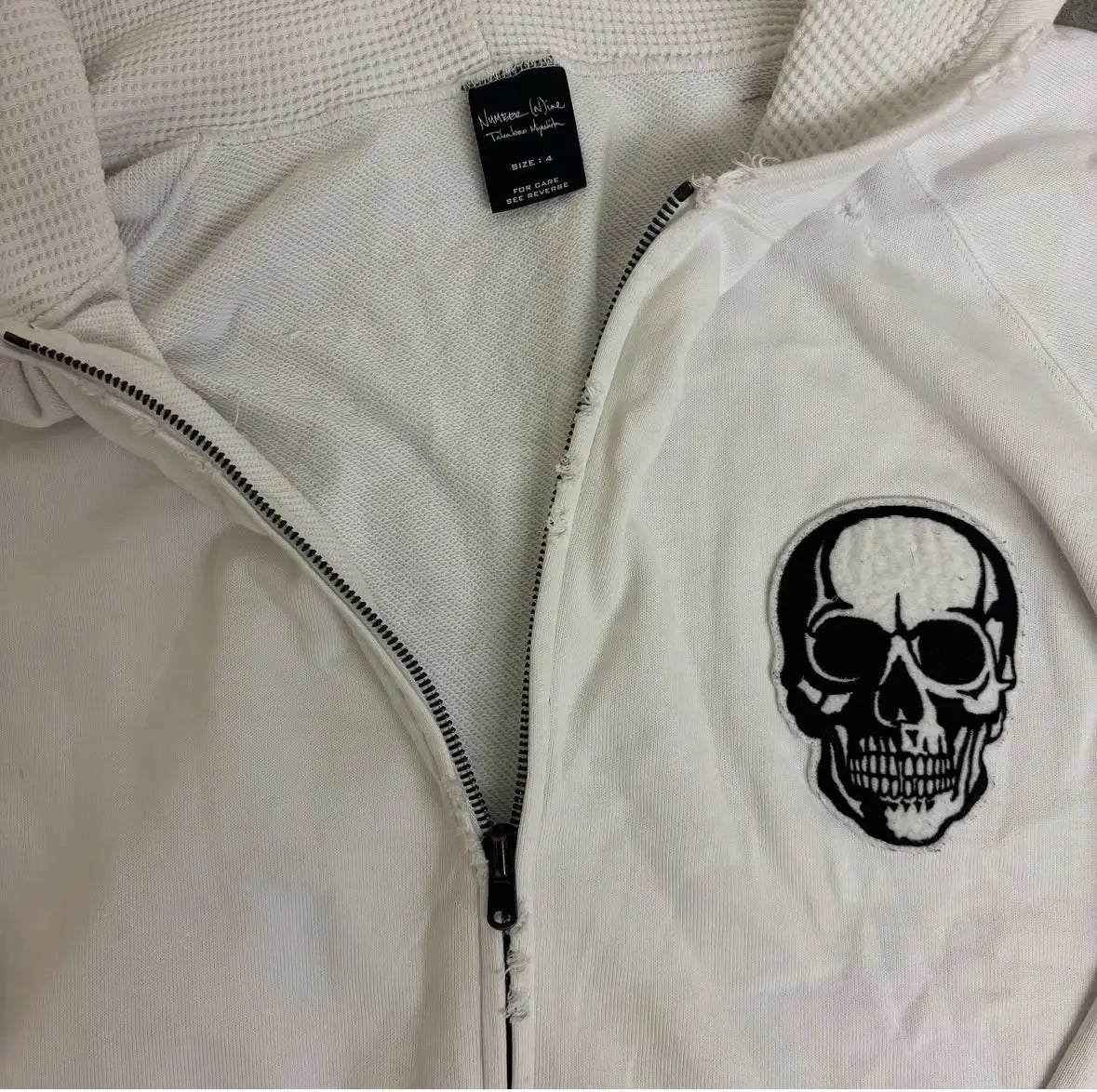 Number Nine Skull Zip White 2