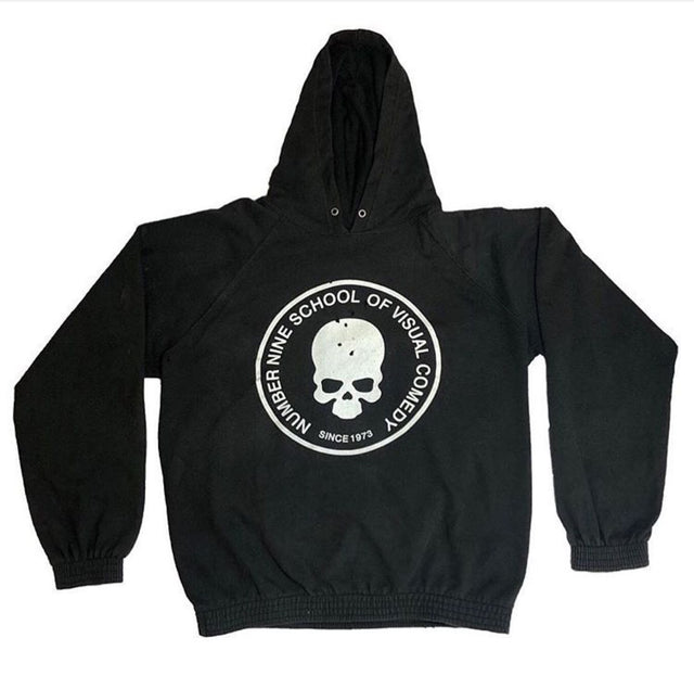 Number Nine Skull Hoodie Black