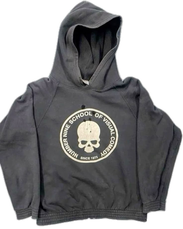 Number Nine Skull Hoodie Grey